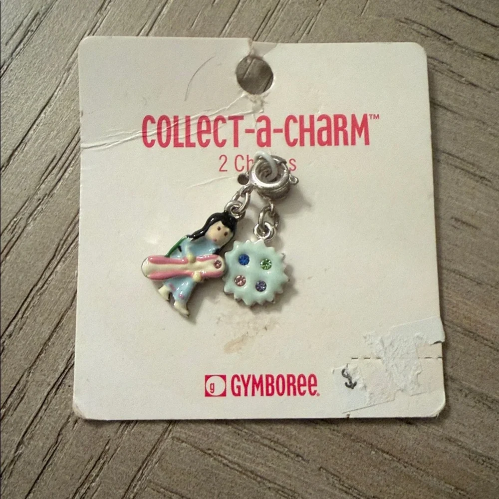 Vintage Gymboree Charm Set with Surfer Girl and Blue Sun with Rhinestones